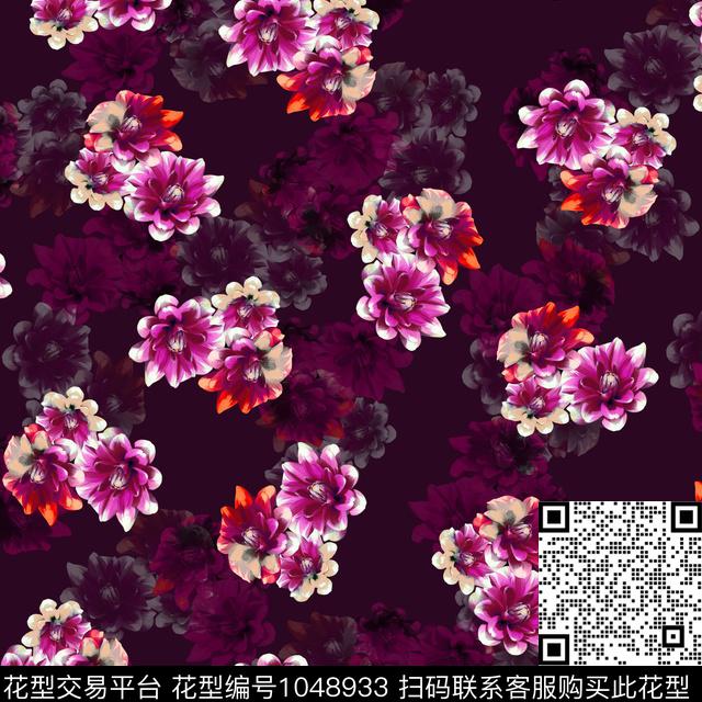 数码华亿平台黑底花卉民族风数码印花华亿平台下载（图片编号: 1048933） - 瓦栏（Walan）