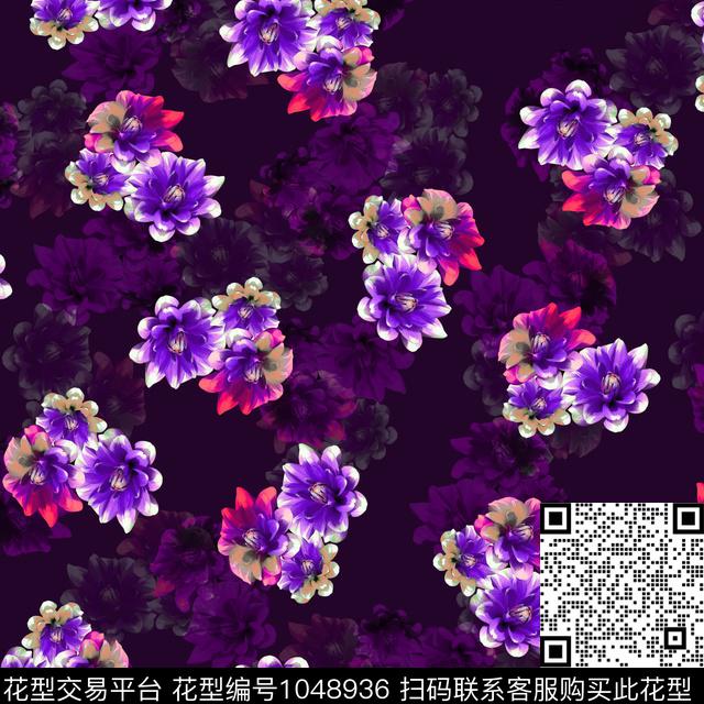数码华亿平台黑底花卉民族风数码印花华亿平台下载（图片编号: 1048936） - 瓦栏（Walan）