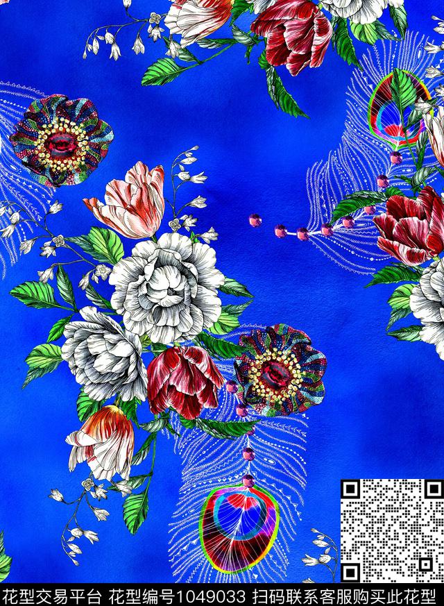 数码华亿平台花卉大牌风数码印花华亿平台下载（图片编号: 1049033） - 瓦栏（Walan）