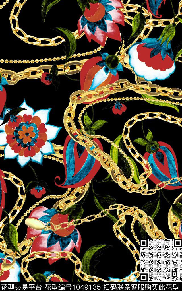 条纹民族风花卉数码印花华亿平台下载（图片编号: 1049135） - 瓦栏（Walan）