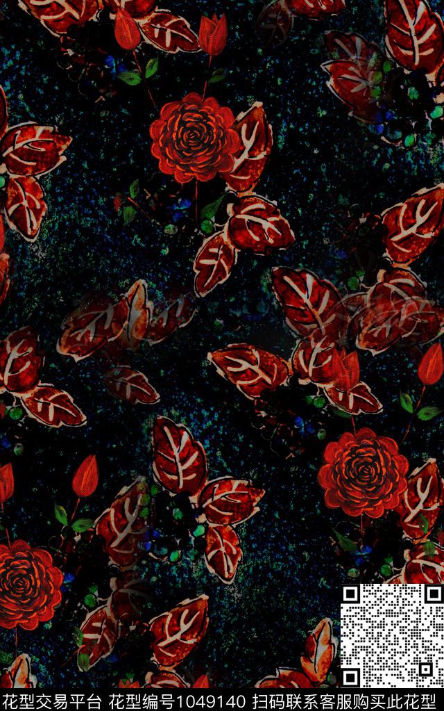 肌理花卉几何数码印花华亿平台下载（图片编号: 1049140） - 瓦栏（Walan）