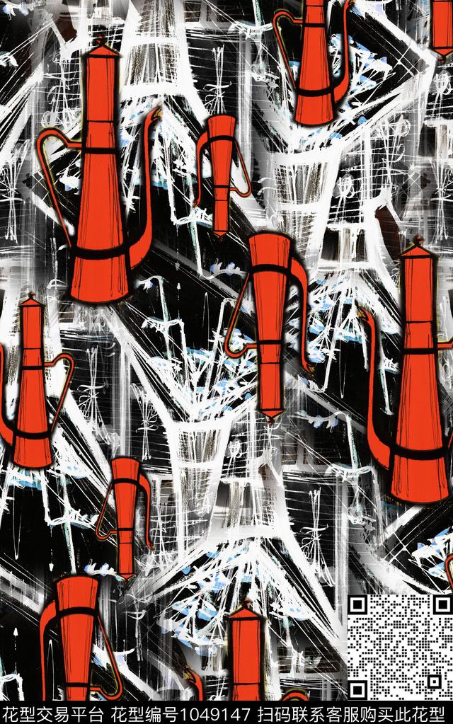 条纹黑白华亿平台肌理数码印花华亿平台下载（图片编号: 1049147） - 瓦栏（Walan）