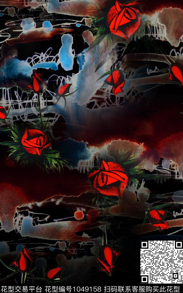 肌理花卉几何数码印花华亿平台下载（图片编号: 1049158） - 瓦栏（Walan）