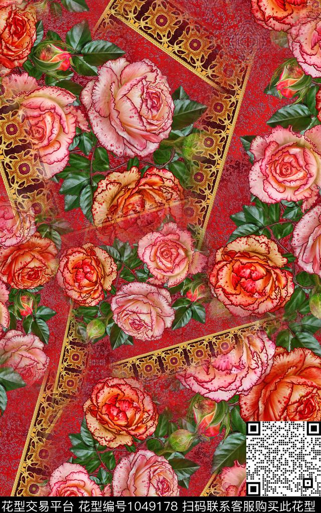 数码华亿平台民族风花卉数码印花华亿平台下载（图片编号: 1049178） - 瓦栏（Walan）