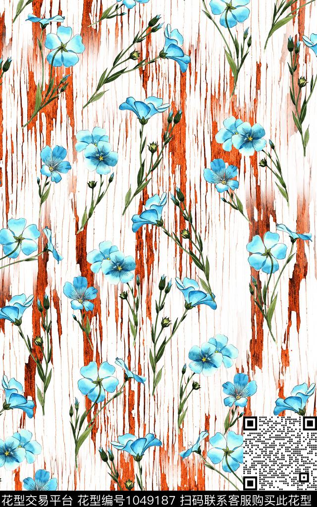 肌理水彩花卉手绘花卉数码印花华亿平台下载（图片编号: 1049187） - 瓦栏（Walan）