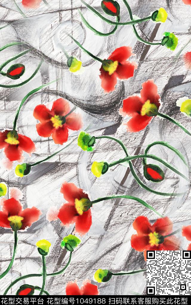 数码华亿平台水彩花卉手绘花卉数码印花华亿平台下载（图片编号: 1049188） - 瓦栏（Walan）