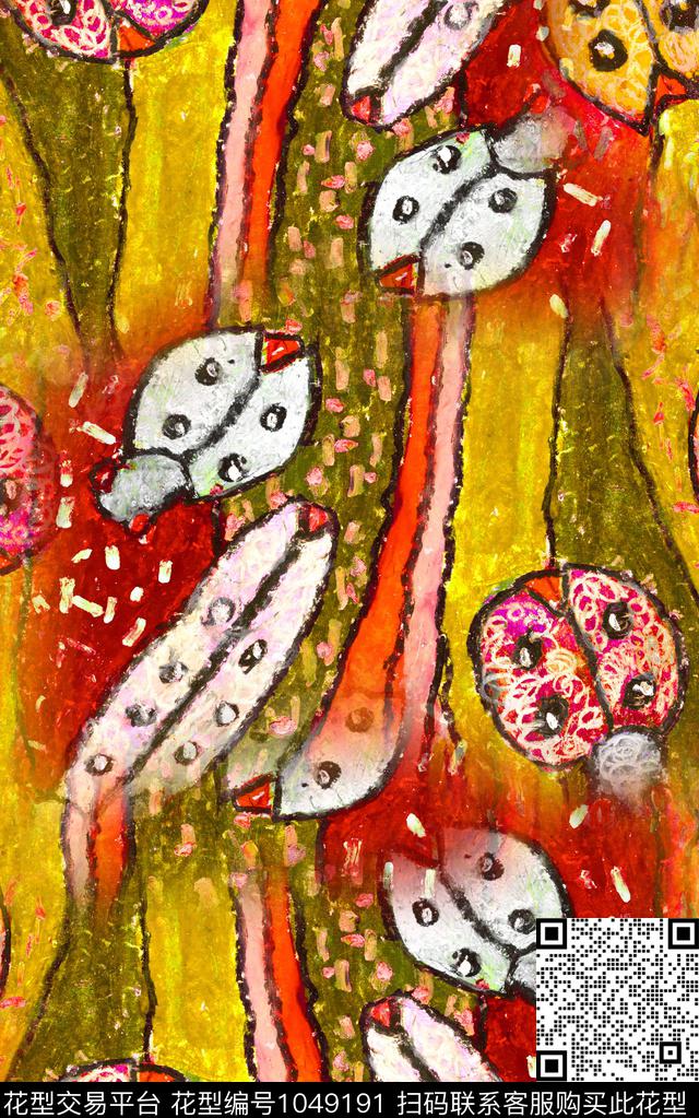 肌理笔触几何数码印花华亿平台下载（图片编号: 1049191） - 瓦栏（Walan）