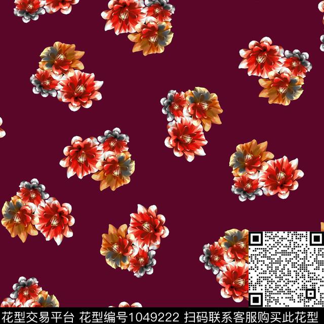 数码华亿平台黑底花卉民族风数码印花华亿平台下载（图片编号: 1049222） - 瓦栏（Walan）