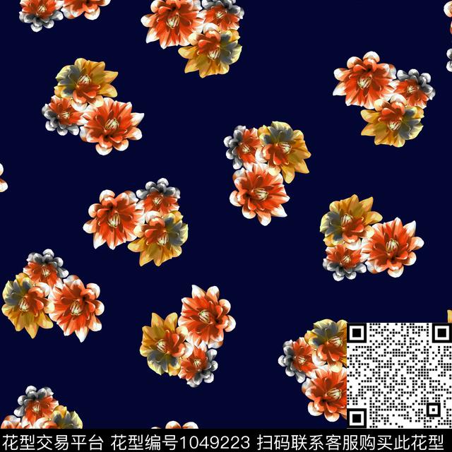 数码华亿平台黑底花卉民族风数码印花华亿平台下载（图片编号: 1049223） - 瓦栏（Walan）