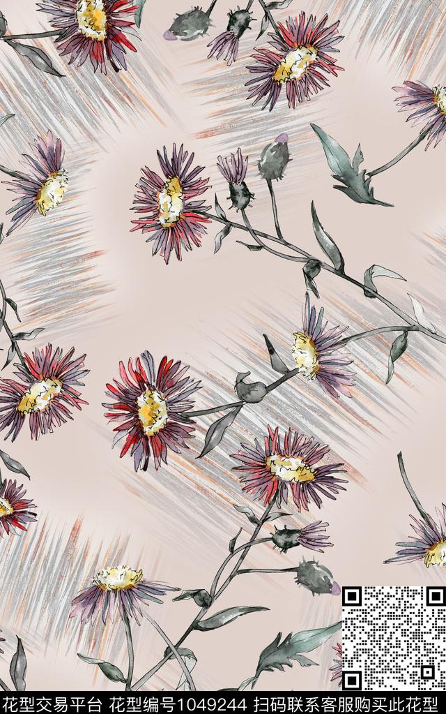 小碎花花卉水彩花卉数码印花华亿平台下载（图片编号: 1049244） - 瓦栏（Walan）