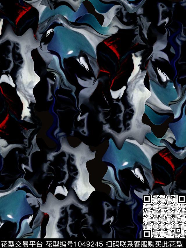 抽象男装复古数码印花华亿平台下载（图片编号: 1049245） - 瓦栏（Walan）