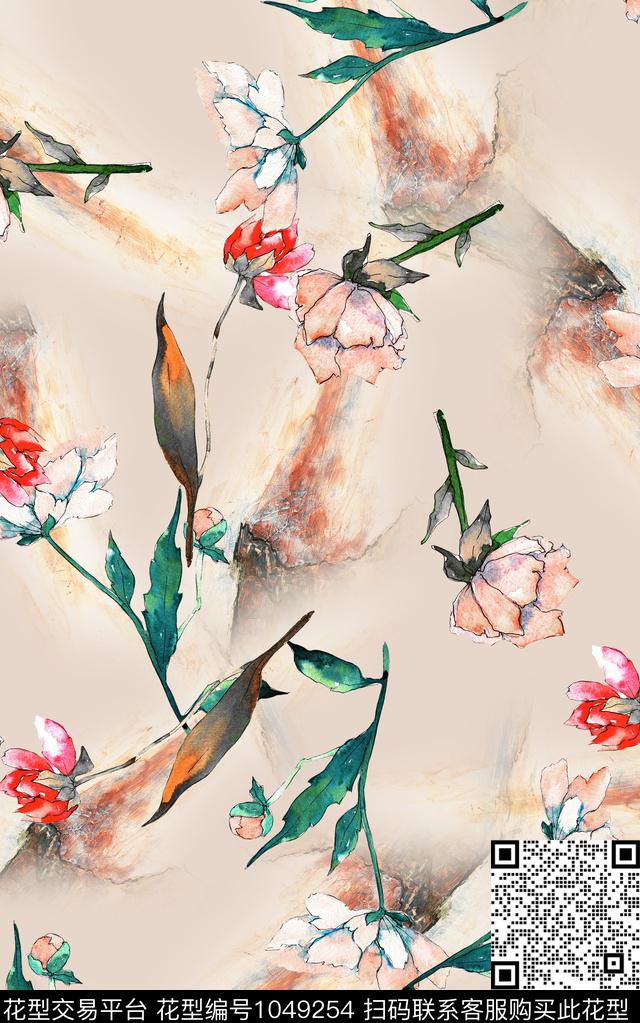 小碎花花卉水彩花卉数码印花华亿平台下载（图片编号: 1049254） - 瓦栏（Walan）