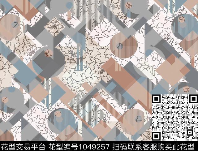 数码华亿平台抽象花卉抽象数码印花华亿平台下载（图片编号: 1049257） - 瓦栏（Walan）