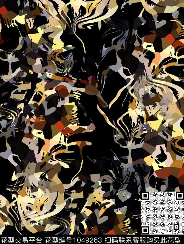 抽象男装复古数码印花华亿平台下载（图片编号: 1049263） - 瓦栏（Walan）