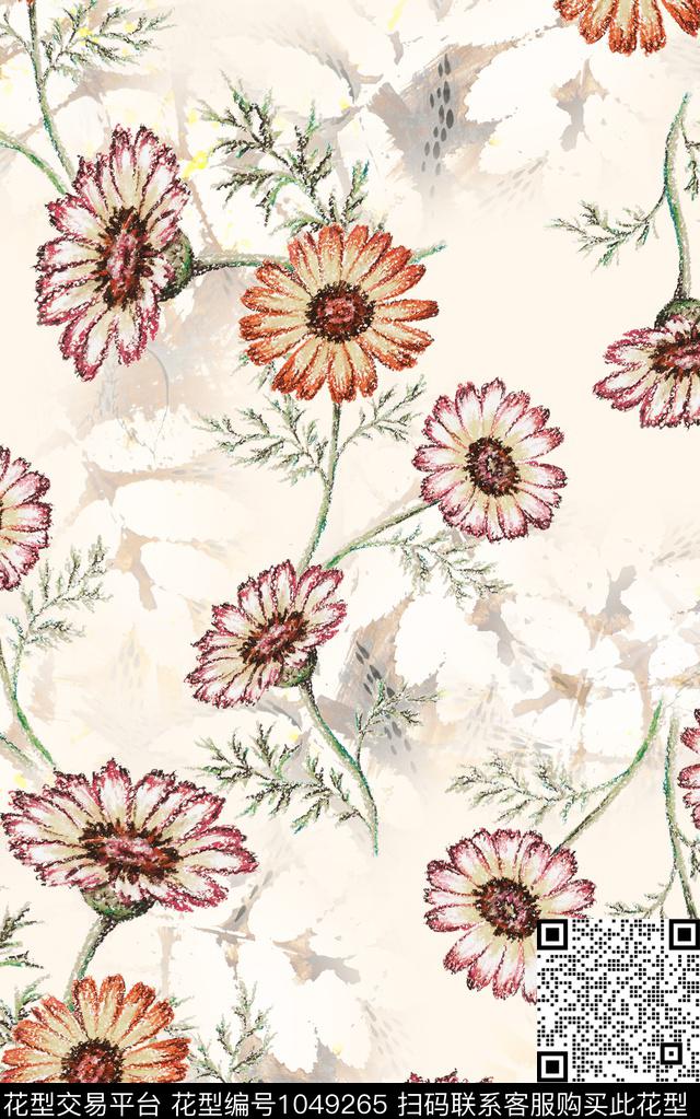 小碎花花卉水彩花卉数码印花华亿平台下载（图片编号: 1049265） - 瓦栏（Walan）