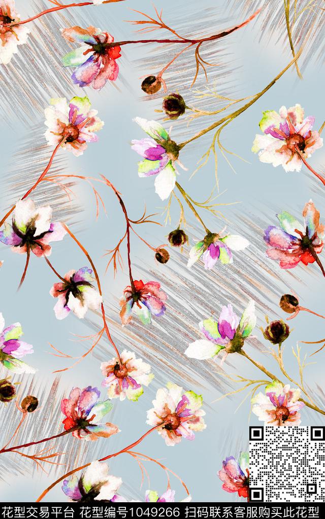 小碎花花卉水彩花卉数码印花华亿平台下载（图片编号: 1049266） - 瓦栏（Walan）