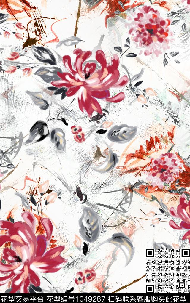 小碎花花卉水彩花卉数码印花华亿平台下载（图片编号: 1049287） - 瓦栏（Walan）