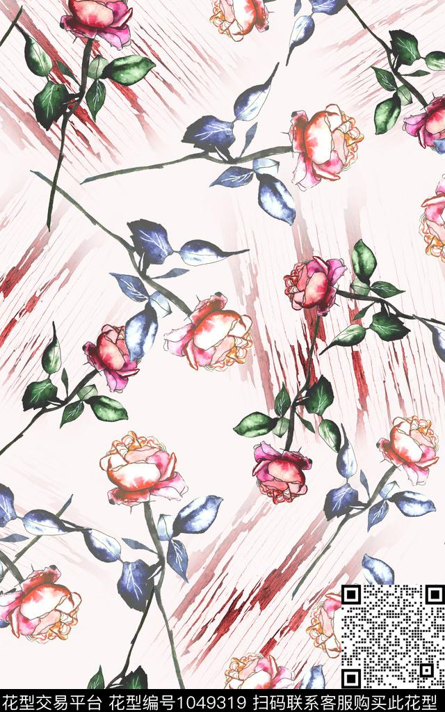 小碎花花卉水彩花卉数码印花华亿平台下载（图片编号: 1049319） - 瓦栏（Walan）