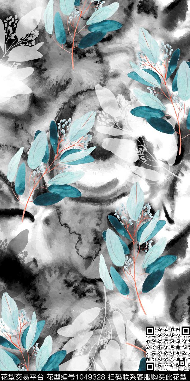 水彩花卉花卉绿植树叶数码印花华亿平台下载（图片编号: 1049328） - 瓦栏（Walan）