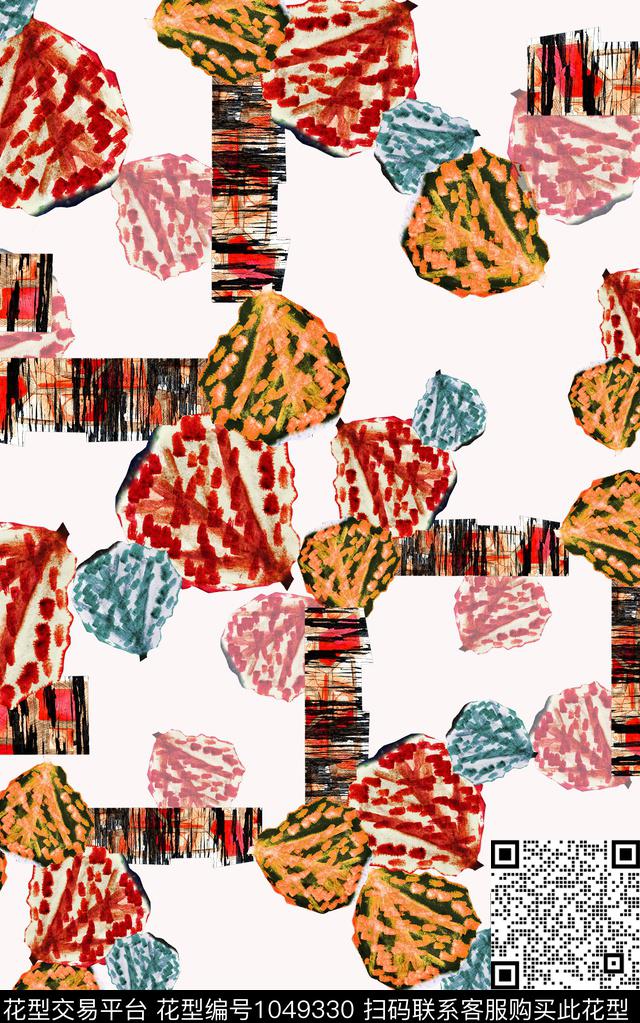 肌理笔触几何数码印花华亿平台下载（图片编号: 1049330） - 瓦栏（Walan）