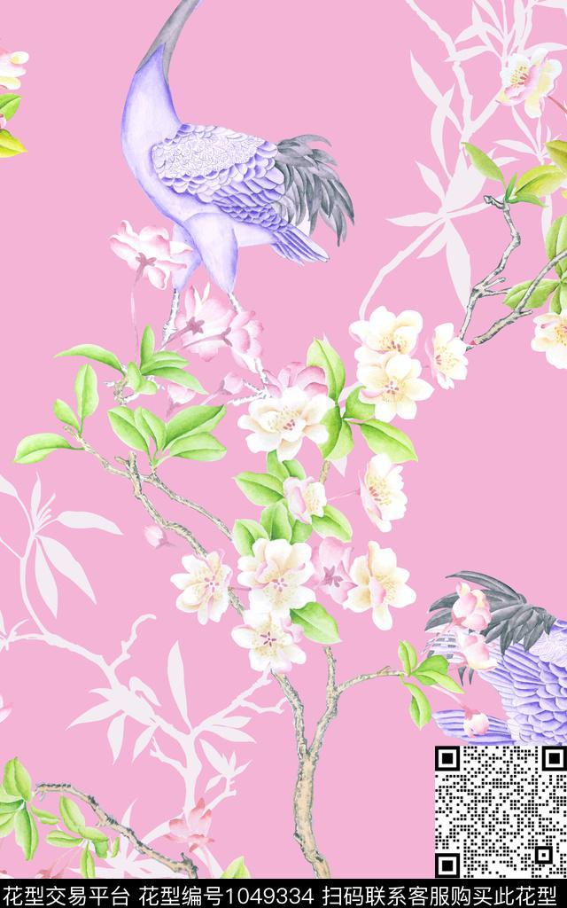 手绘花卉数码印花华亿平台下载（图片编号: 1049334） - 瓦栏（Walan）