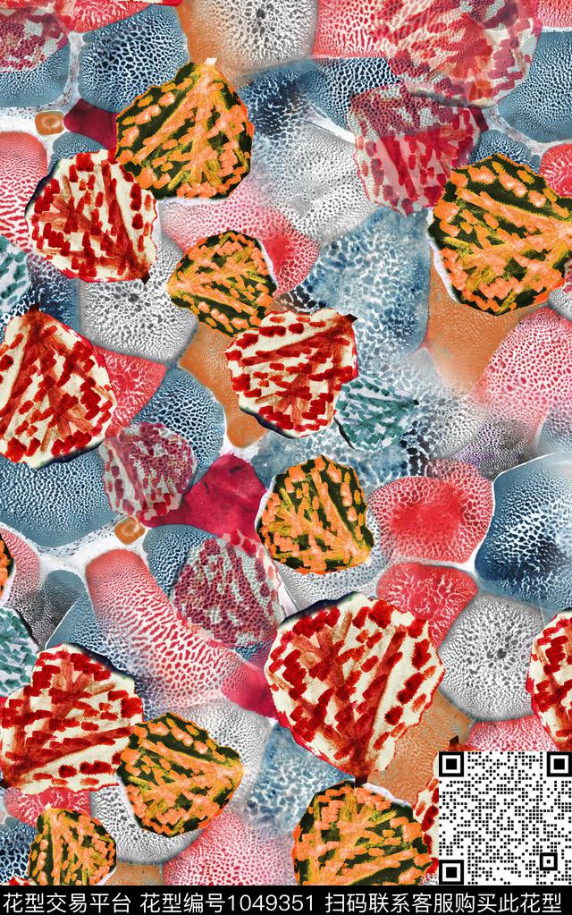 肌理笔触几何数码印花华亿平台下载（图片编号: 1049351） - 瓦栏（Walan）