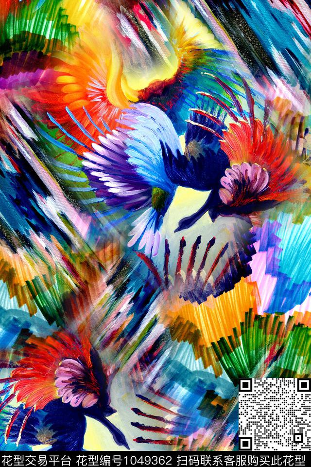 炫彩鸟休闲数码印花华亿平台下载（图片编号: 1049362） - 瓦栏（Walan）