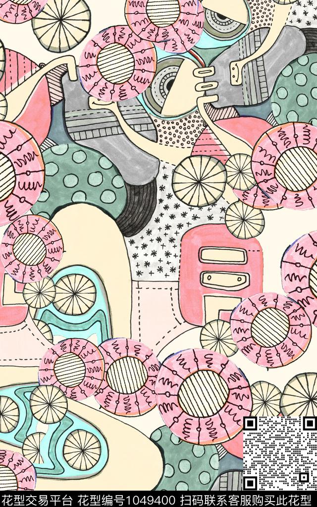 肌理线条几何数码印花华亿平台下载（图片编号: 1049400） - 瓦栏（Walan）