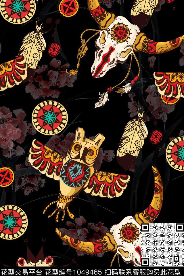 民族风男装几何数码印花华亿平台下载（图片编号: 1049465） - 瓦栏（Walan）