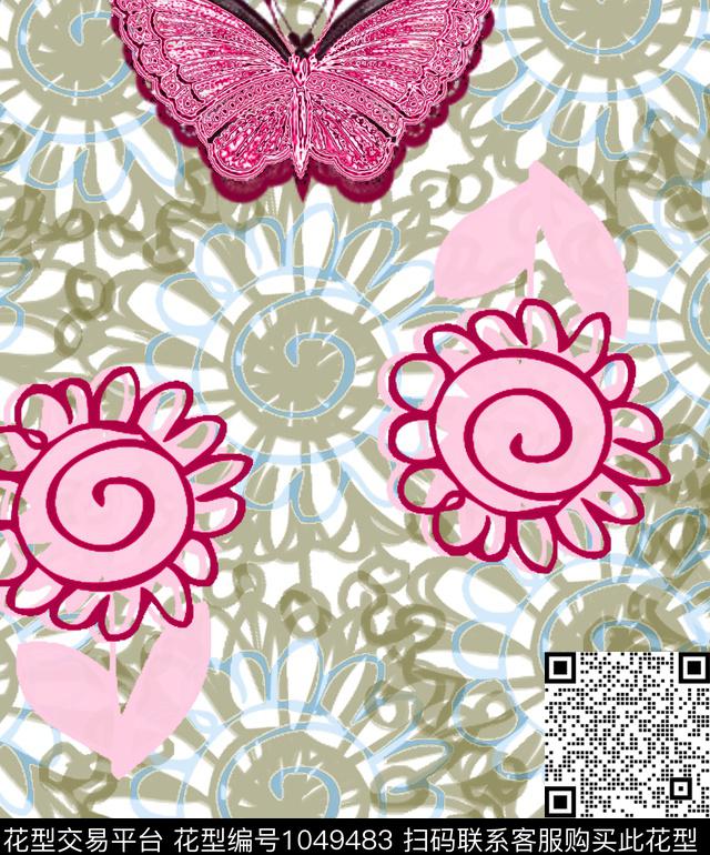 线条抽象几何数码印花华亿平台下载（图片编号: 1049483） - 瓦栏（Walan）