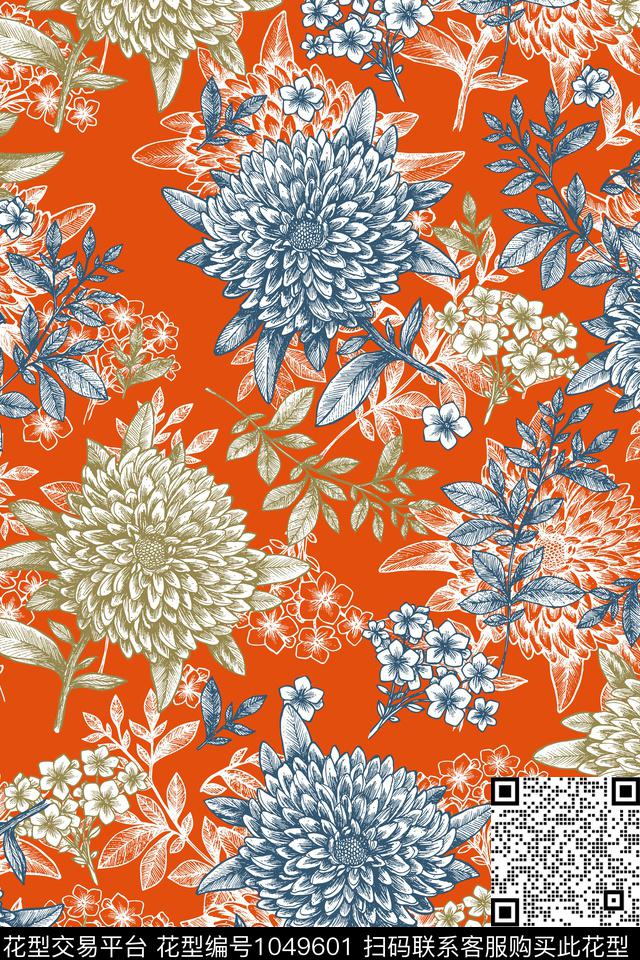 数码华亿平台植物花卉数码印花华亿平台下载（图片编号: 1049601） - 瓦栏（Walan）