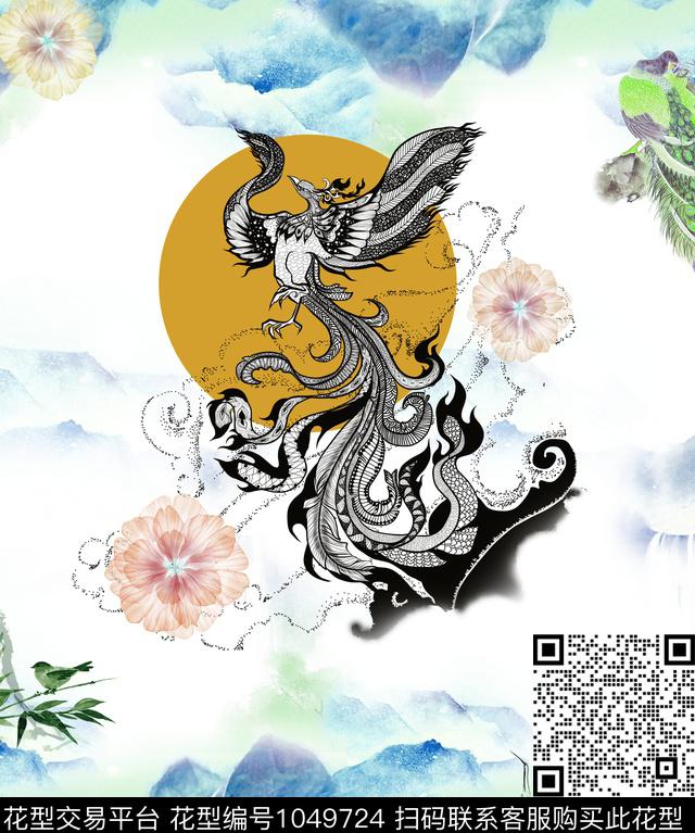 民族风定位花凤凰数码印花华亿平台下载（图片编号: 1049724） - 瓦栏（Walan）