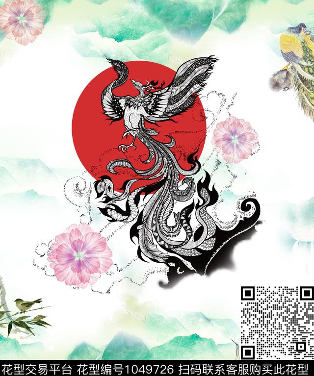 民族风定位花凤凰数码印花华亿平台下载（图片编号: 1049726） - 瓦栏（Walan）