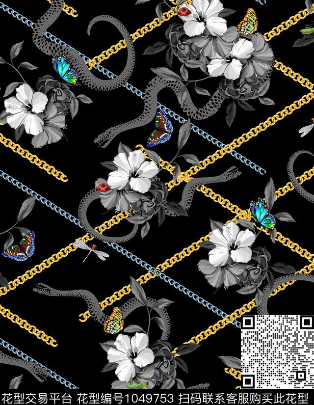 金属动物花卉链条数码印花华亿平台下载（图片编号: 1049753） - 瓦栏（Walan）