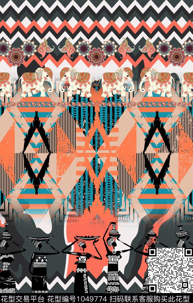 数码华亿平台民族风波西米亚数码印花华亿平台下载（图片编号: 1049774） - 瓦栏（Walan）