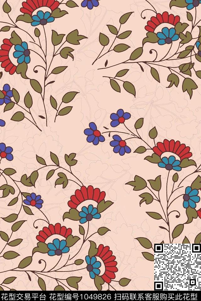 衬衫炫彩民族花卉数码印花华亿平台下载（图片编号: 1049826） - 瓦栏（Walan）