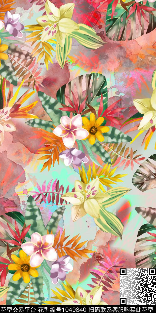 淑女数码华亿平台复古数码印花华亿平台下载（图片编号: 1049840） - 瓦栏（Walan）