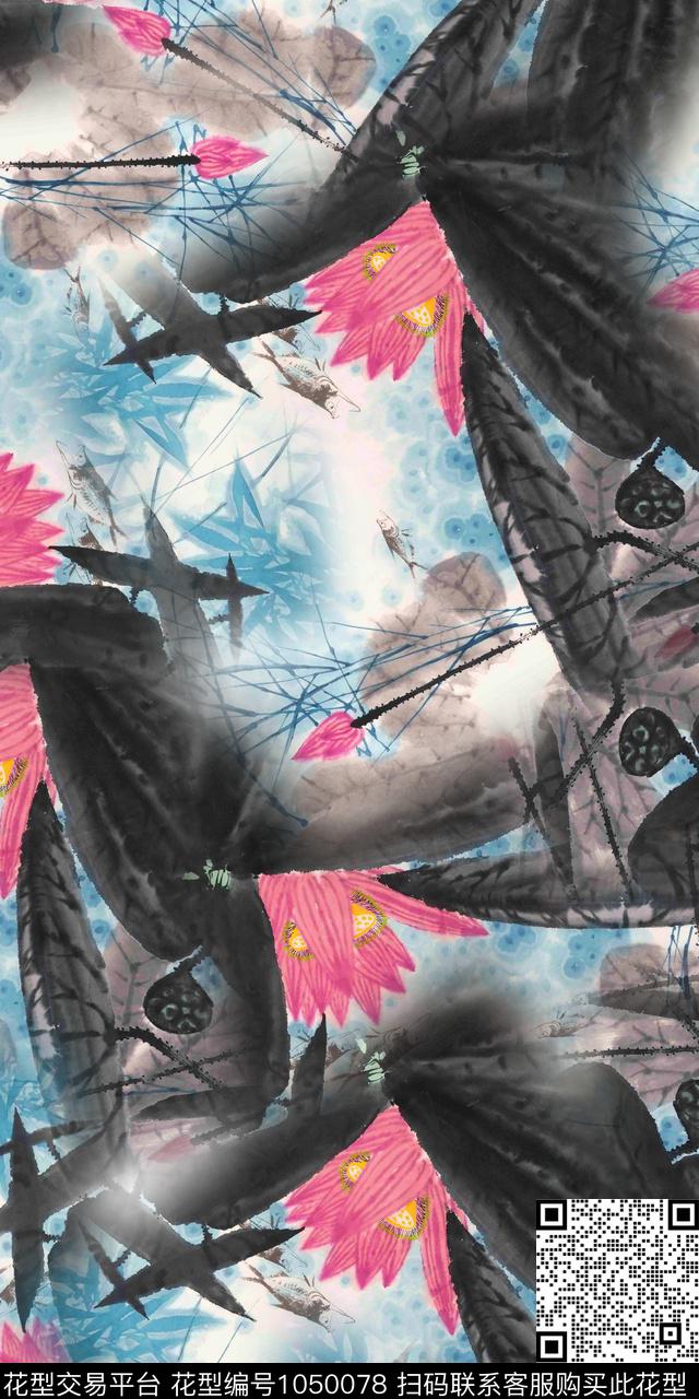 数码华亿平台水墨风女装数码印花华亿平台下载（图片编号: 1050078） - 瓦栏（Walan）