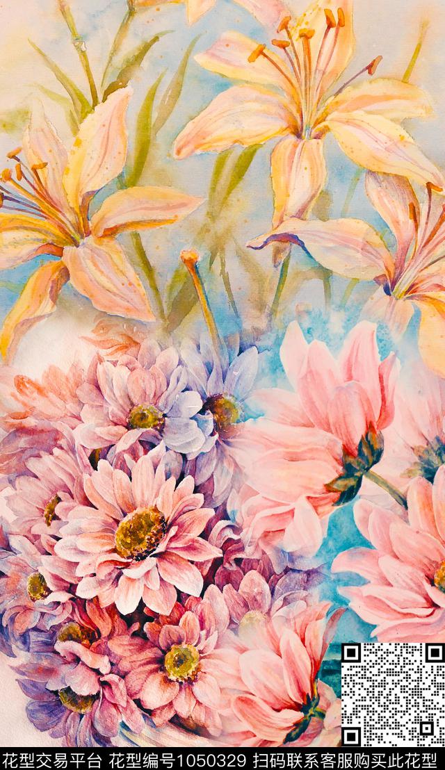 大花数码华亿平台花卉数码印花华亿平台下载（图片编号: 1050329） - 瓦栏（Walan）