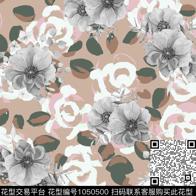 抽象花卉几何数码印花华亿平台下载（图片编号: 1050500） - 瓦栏（Walan）