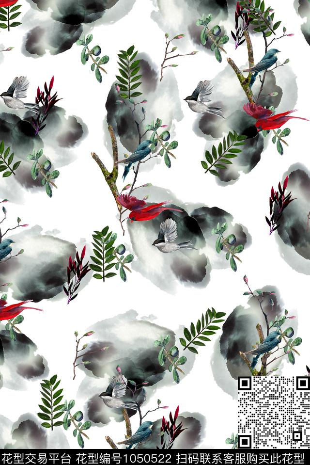 女装清爽底花卉花鸟数码印花华亿平台下载（图片编号: 1050522） - 瓦栏（Walan）