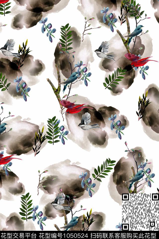女装清爽底花卉花鸟数码印花华亿平台下载（图片编号: 1050524） - 瓦栏（Walan）