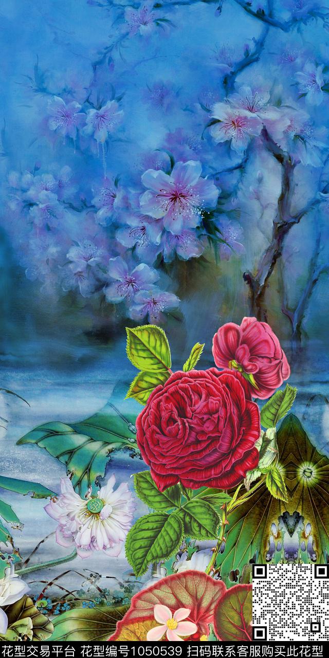 大花牡丹中国风数码印花华亿平台下载（图片编号: 1050539） - 瓦栏（Walan）