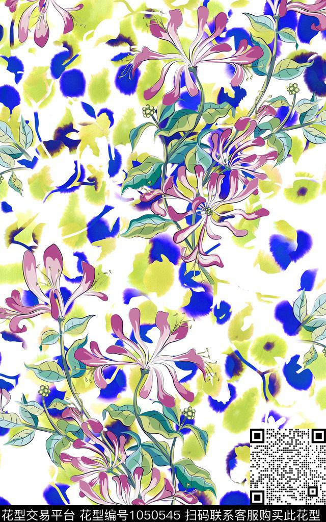 抽象花卉迷彩数码印花华亿平台下载（图片编号: 1050545） - 瓦栏（Walan）