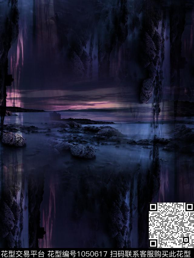 抽象男装复古数码印花华亿平台下载（图片编号: 1050617） - 瓦栏（Walan）