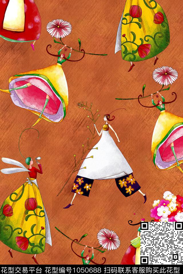 休闲人物纹理数码印花华亿平台下载（图片编号: 1050688） - 瓦栏（Walan）