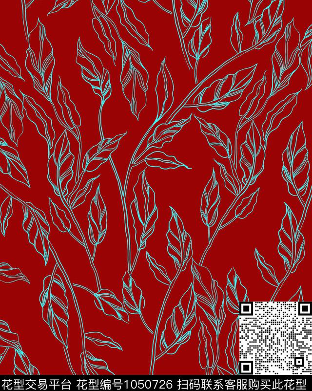 植物抽象休闲传统印花华亿平台下载（图片编号: 1050726） - 瓦栏（Walan）