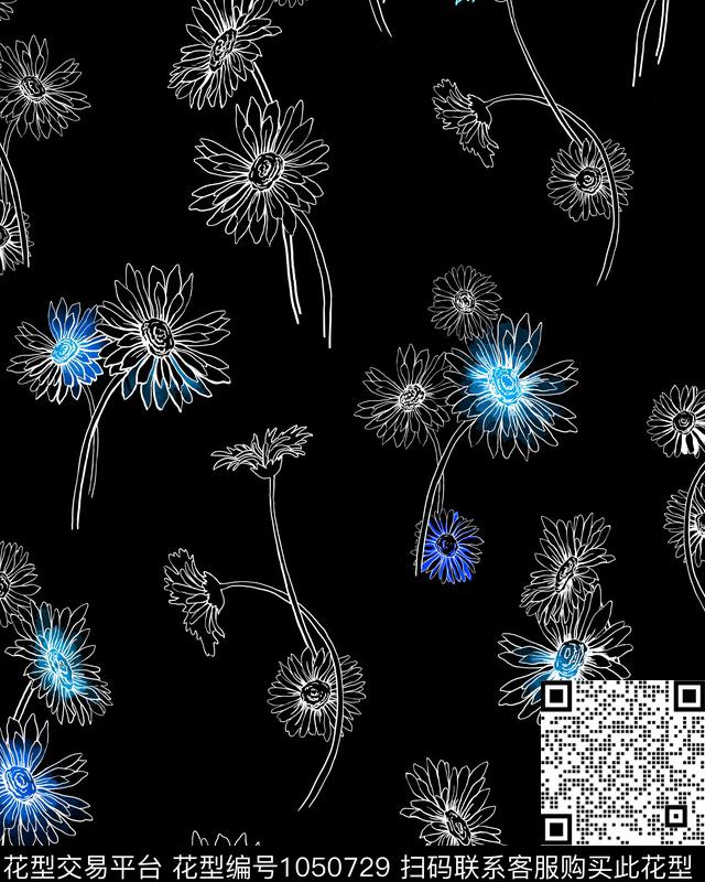 花卉女装小雏菊传统印花华亿平台下载（图片编号: 1050729） - 瓦栏（Walan）