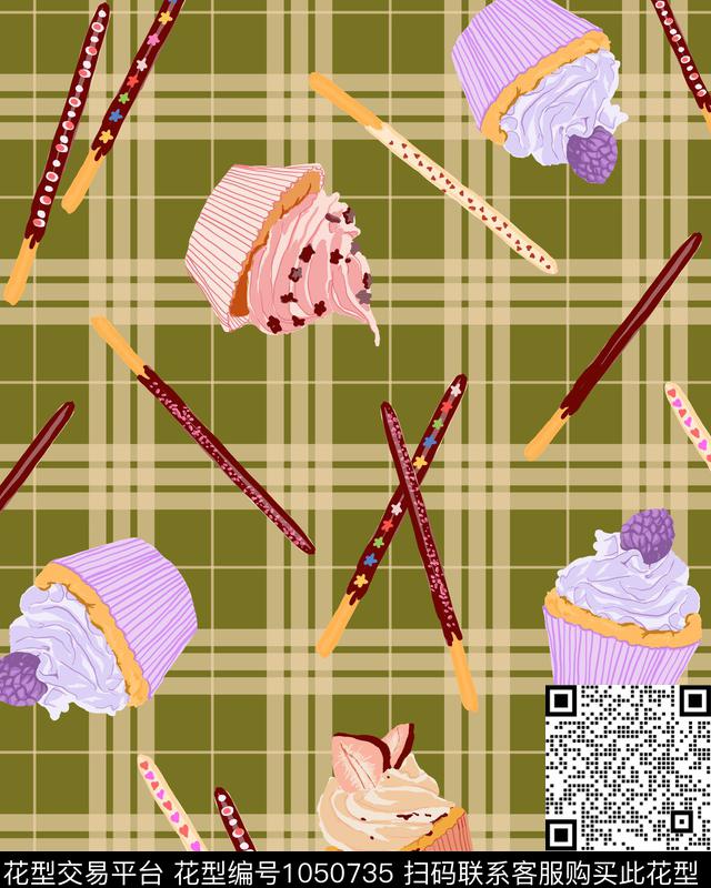 冰激凌格子女装数码印花华亿平台下载（图片编号: 1050735） - 瓦栏（Walan）