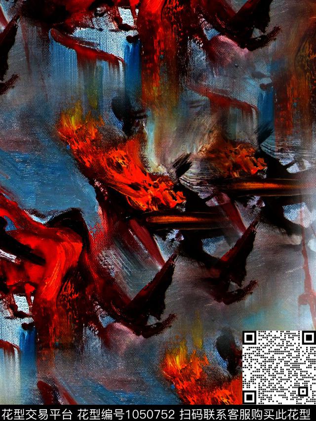 抽象男装复古数码印花华亿平台下载（图片编号: 1050752） - 瓦栏（Walan）